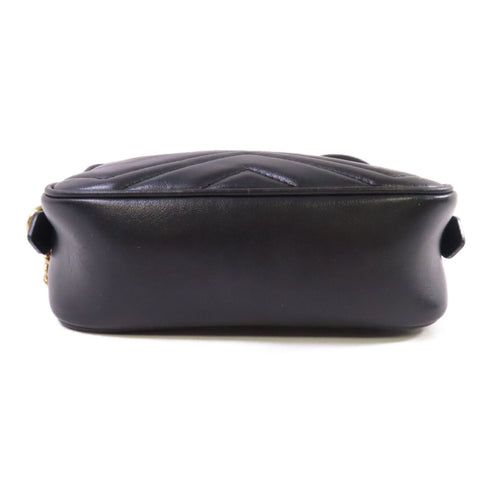 GUCCI GG GHW GG Marmont Mini Shoulder Bag Calfskin Leather 448065 Black