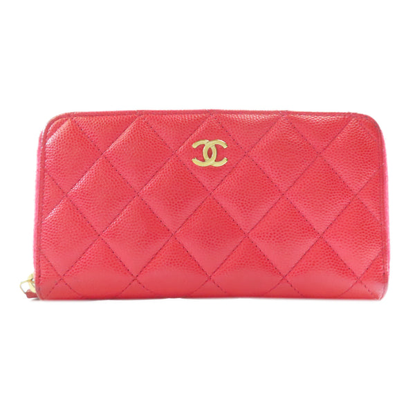 CHANEL CC GHW Zipper Wallet AP0226 Calfskin Leather Pink