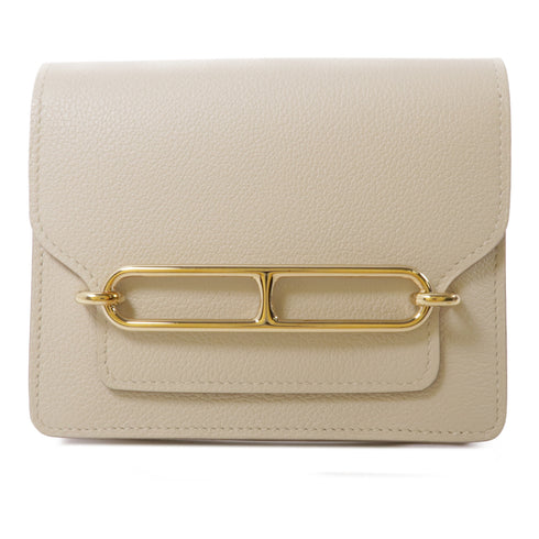 HERMES GHW Roulis Slim Wallet Evercolor Leather Nata White