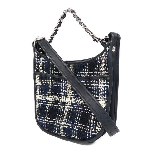 CHANEL CC SHW Shoulder Bag Tweed Blue