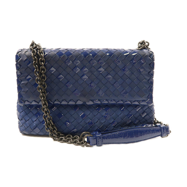 BOTTEGA VENETA BV Shoulder Bag Lambskin Leather Navy Blue