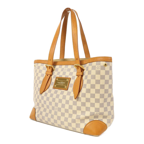 LOUIS VUITTON LV GHW Hampstead MM Shoulder Tote Bag N51206 Damier Azur White