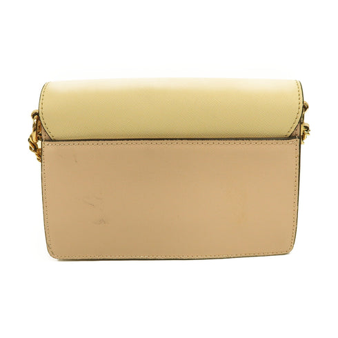 Tory Burch GHW Chain Shoulder Bag Calfskin Leather Beige/Pink