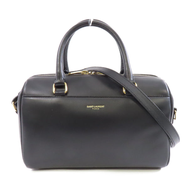 SAINT LAURENT YSL GHW 2way Shoulder Bag Calfskin Leather Black