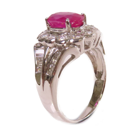 Fine Jewelry 2.10ct Ruby 1.12ct Diamond Ring US#5.5 PT900 Platinum