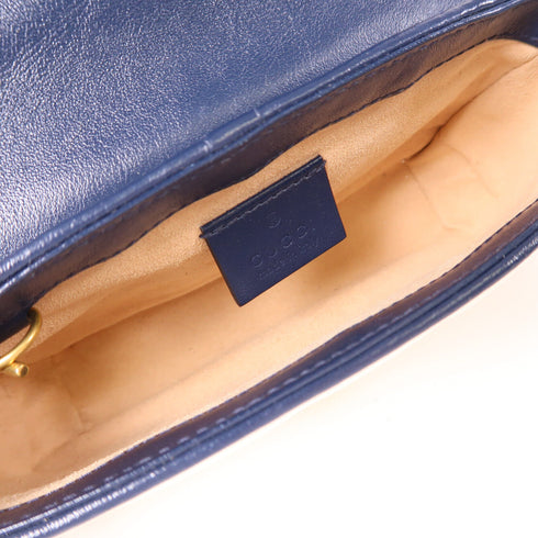 GUCCI GG Marmont Super Mini Chain Shoulder Bag 574969 Calfskin Leather White