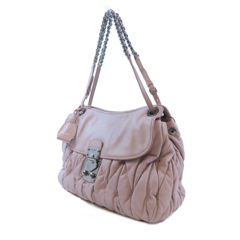 MIU MIU SHW Chain Shoulder Bag Calfskin Leather Pink