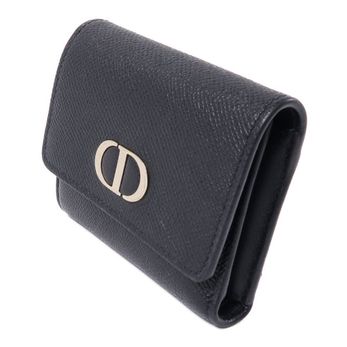 Christian Dior CD GHW Wallet Calfskin Leather Black
