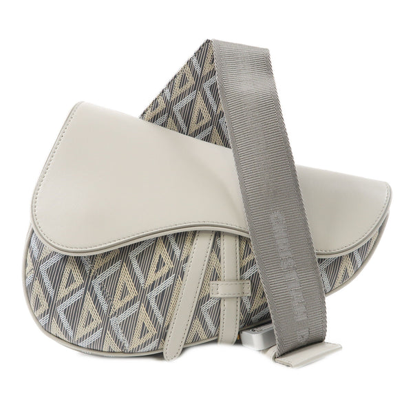 Christian Dior CD SHW Men Saddle Bag Shoulder Bag Coated Canvas Grey