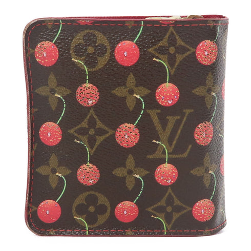 LOUIS VUITTON LV GHW Cherry Compact Zip Wallet M95005 Monogram Brown Red