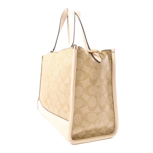 COACH GHW 2 Way Shoulder Bag Handbag Coated Canvas Leather