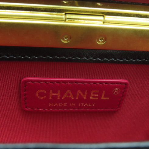 CHANEL Quilted CC GHW Plexi Box Bag Chain Shoulder AS2635 Lambskin Leather Black