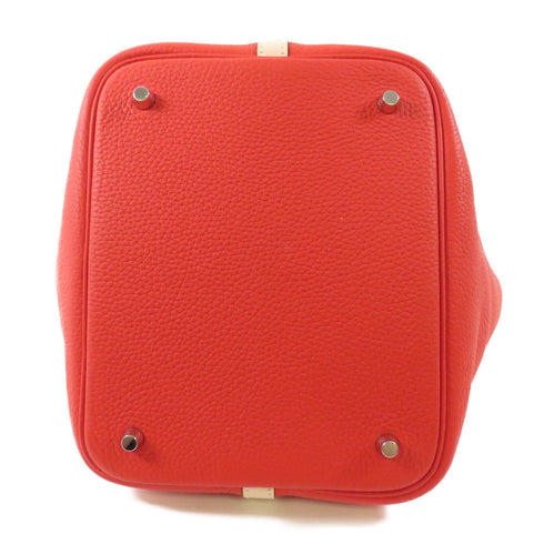 HERMES PHW Picotin 22 MM Hand Bag Clemence Leather Rouge tomate
