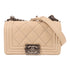 CHANEL CC Boy 20 Chain Shoulder Bag Lambskin Beige