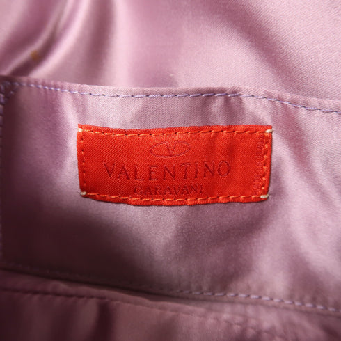 Valentino GHW Chain Shoulder Bag Embossed Calfskin Leather Light Purple