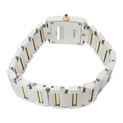 CARTIER Tank Francaise Quartz Watch #2384 18K Gold Stainless Steel Shell Pink