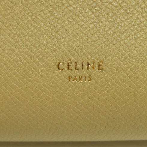 CELINE GHW Micro Belt Bag 2Way Shoulder Handbag Calfskin Leather F-AT-1177 Beige