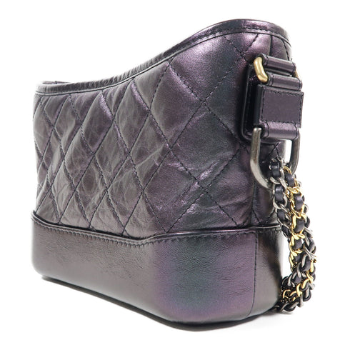 CHANEL Quilted CC GHW Gabrielle Small Chain Shoulder Bag A91810 Calfskin Purple