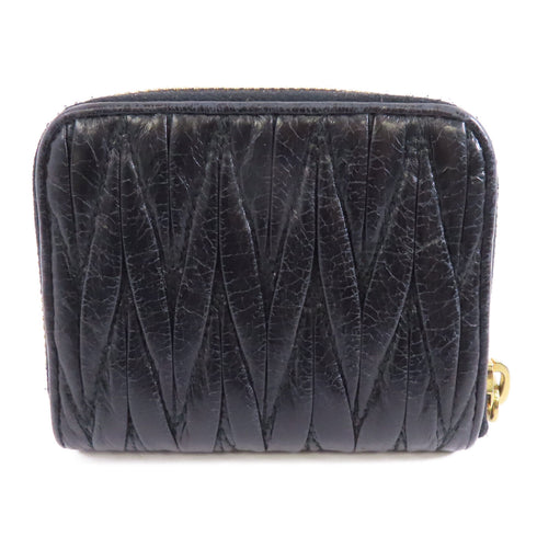 Miu Miu GHW Zipped Wallet Lambskin Leather Black