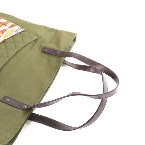 CHANEL Quilted GHW CC Tote Bag Shoulder Bag Canvas Green