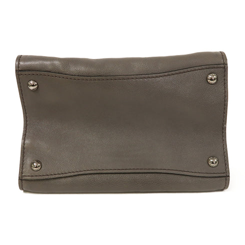 PARDA SHW 2 way Shoulder Bag Handbag Calfskin Leather Gray