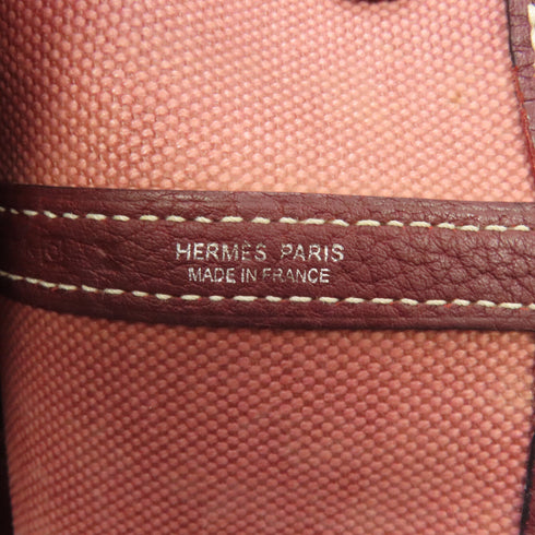 HERMES PHW Garden Party PM Tote Shoulder Bag Canvas Pink