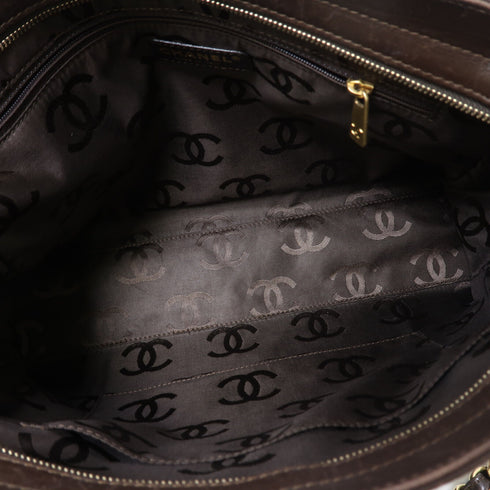 CHANEL Quilted CC GHW Chain Shoulder Bag Calfskin Leather Dark Brown