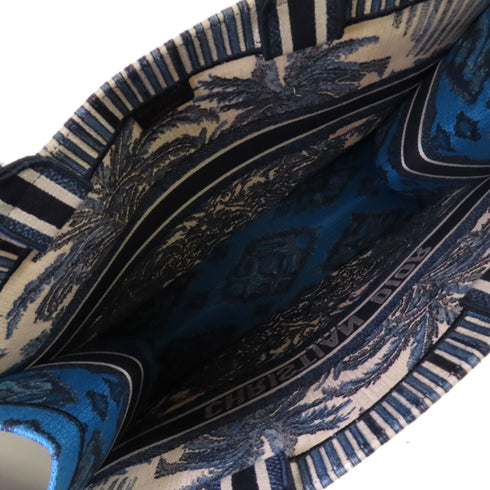 Christian Dior CD Book Tote Bag Handbag Canvas Blue White