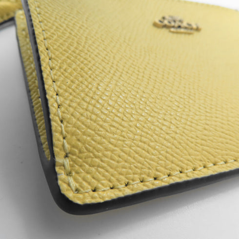 COACH GHW Card Case Calfskin Leather Yellow