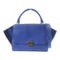 CELINE GHW Trapeze MM 2 Way Shoulder Bag Handbag Calfskin Leather Blue