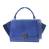 CELINE GHW Trapeze MM 2 Way Shoulder Bag Handbag Calfskin Leather Blue