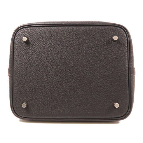 HERMES PHW Picotin MM Tote Bag Clemence Leather Noir/Black