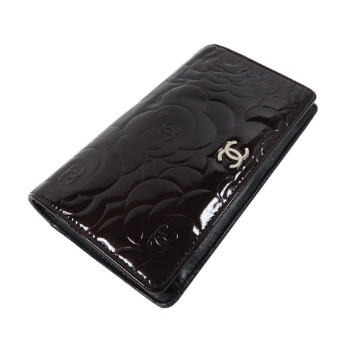 CHANEL CC SHW Long Wallet Patent Leather Black v1