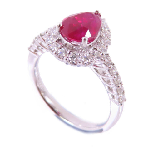 Jewelry 1.77ct Ruby 0.53ct Diamond Ring US#5.75 18K White Gold