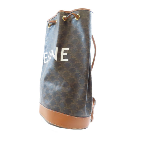 CELINE GHW Bucket Bag Shoulder Bag Coated Canvas Brown