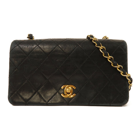 CHANEL CC GHW Vintage Chain Shoulder Bag Calfskin Leather Black