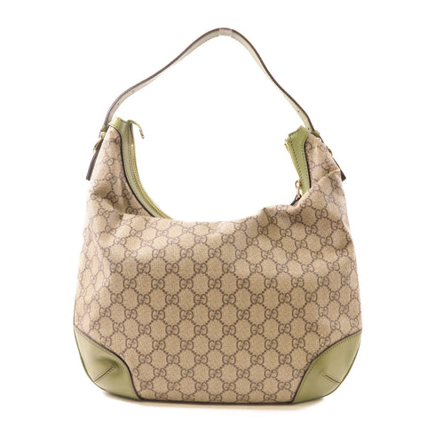 GUCCI GG Shoulder Bag Coated Canvas Green Brown 309618 KGD6G