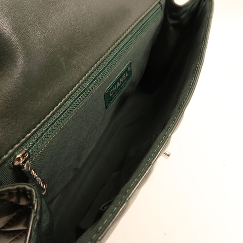 CHANEL CC SHW Chain Shoulder Bag Calfskin Leather Green v3