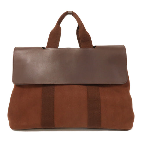 HERMES PHW Valparaiso MM Hand Bag Canvas Brown