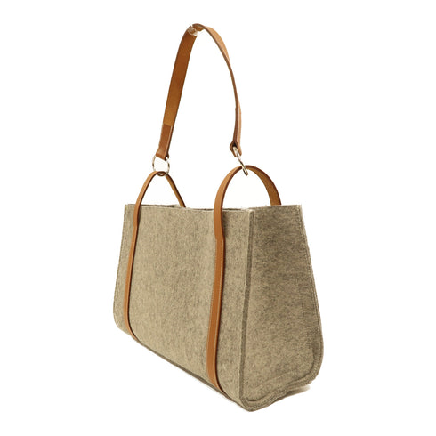 HERMES PHW Cavallic Shoulder Bag Tote Bag Felt Grey/Brown