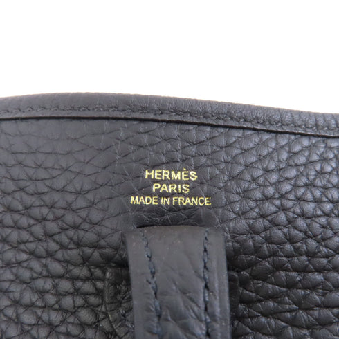 HERMES GHW Evelyne TPM Shoulder Bag Taurillon Clemence Leather Noir Black v1