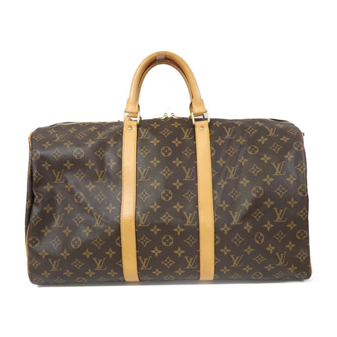 LOUIS VUITTON LV GHW Keepall 50 Bandoulie Boston 2 Way Bag M41416 Monogram Brown