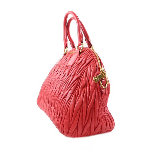 Miu Miu GHW Matelasse 2way Shoulder Bag RL0067 Lambaskin Leather Red