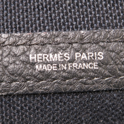 HERMES PHW Garden Party PM Handbag Canvas Black