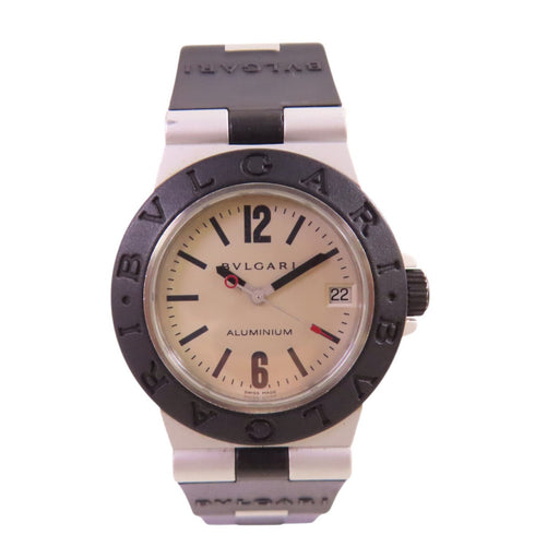 BVLGARI Diagono AL32A Quartz Watch Rubber Belt Aluminium