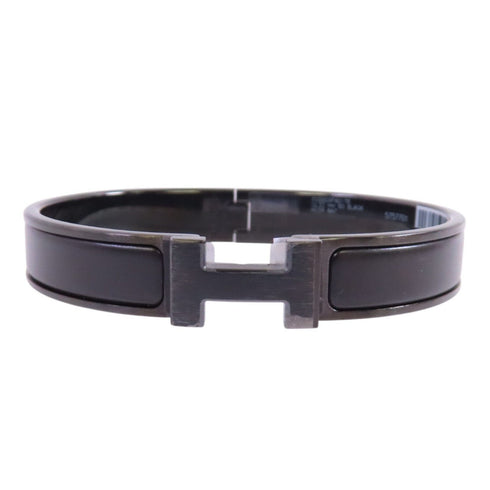 HERMES Clic HH So Black Bracelet Bangle Metal Enamel