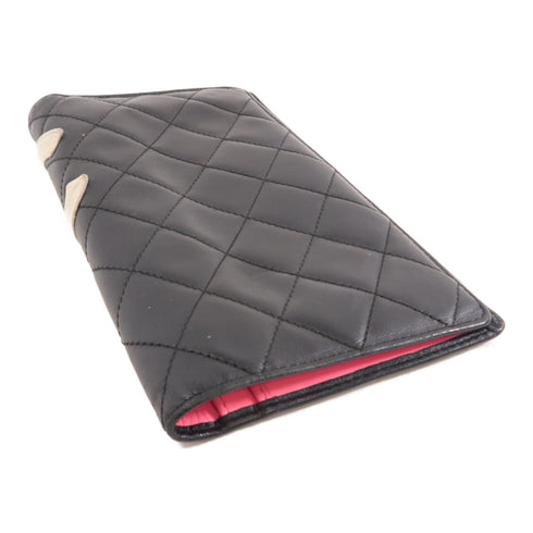 CHANEL Quilted CC SHW Cambon Long Wallet Calfskin Leather Black v1