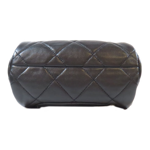 CHANEL Quilted CC GHW Bowling Bag Chain Shoulder Bag AS3384 Lambskin Black