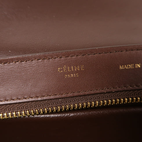 CELINE GHW Trapeze 2 Way Shoulder Bag Calfskin Leather Red