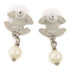 CHANEL CC Earrings Metal White/Silver